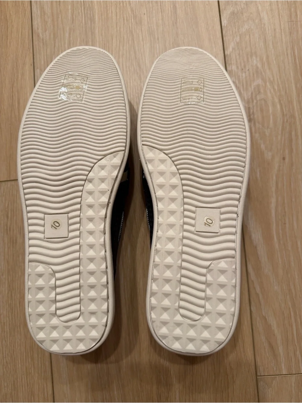Tahari Black Braided Bit Slip-On Loafers with White Stitching